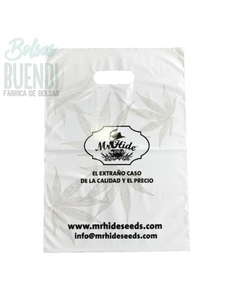 100 bolsas de plástico personalizadas SALIFECO con logotipo, bolsas de  compras personalizadas de 0.093 in con asas troqueladas, bolsas de regalo