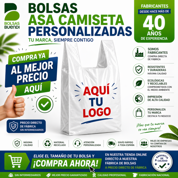 Bolsas de plástico asa camiseta personalizadas impresas para supermercado – fábrica de bolsas en España