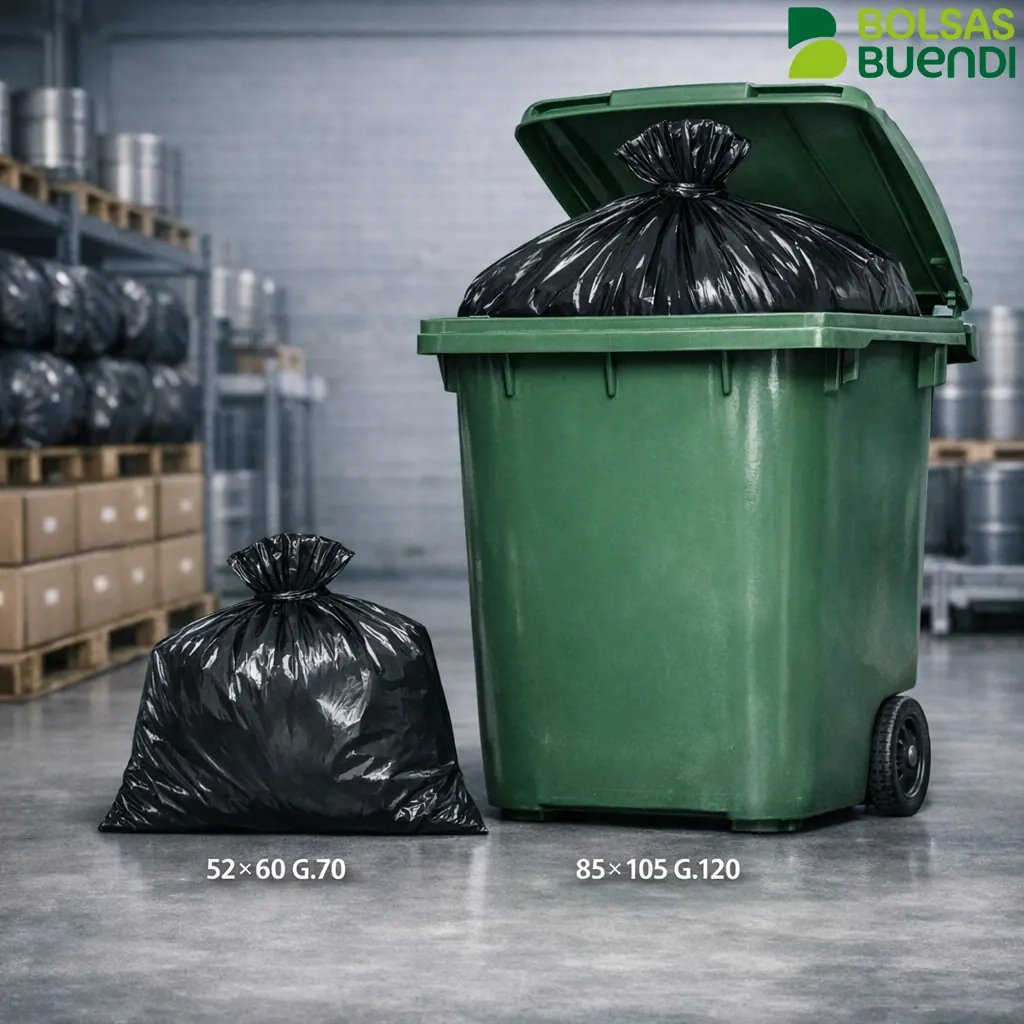 bolsas de basura industriales 85x105 galga 120 comparativa bolsas 52x60 galga 70
