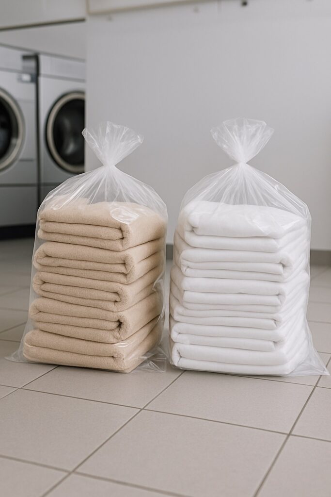 Bolsas de plástico transparentes para lavanderías industriales y tintorerías fabricadas por fabrica de bolsas